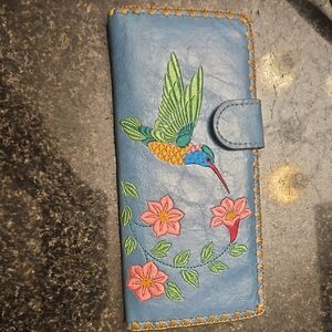 Colorful Embroidered Hummingbird Wallet